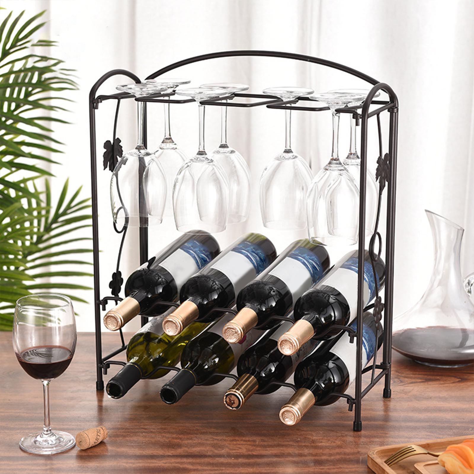 2-Tier Stackable Standing Wine Rack No Assembly Required for Bedroom Office