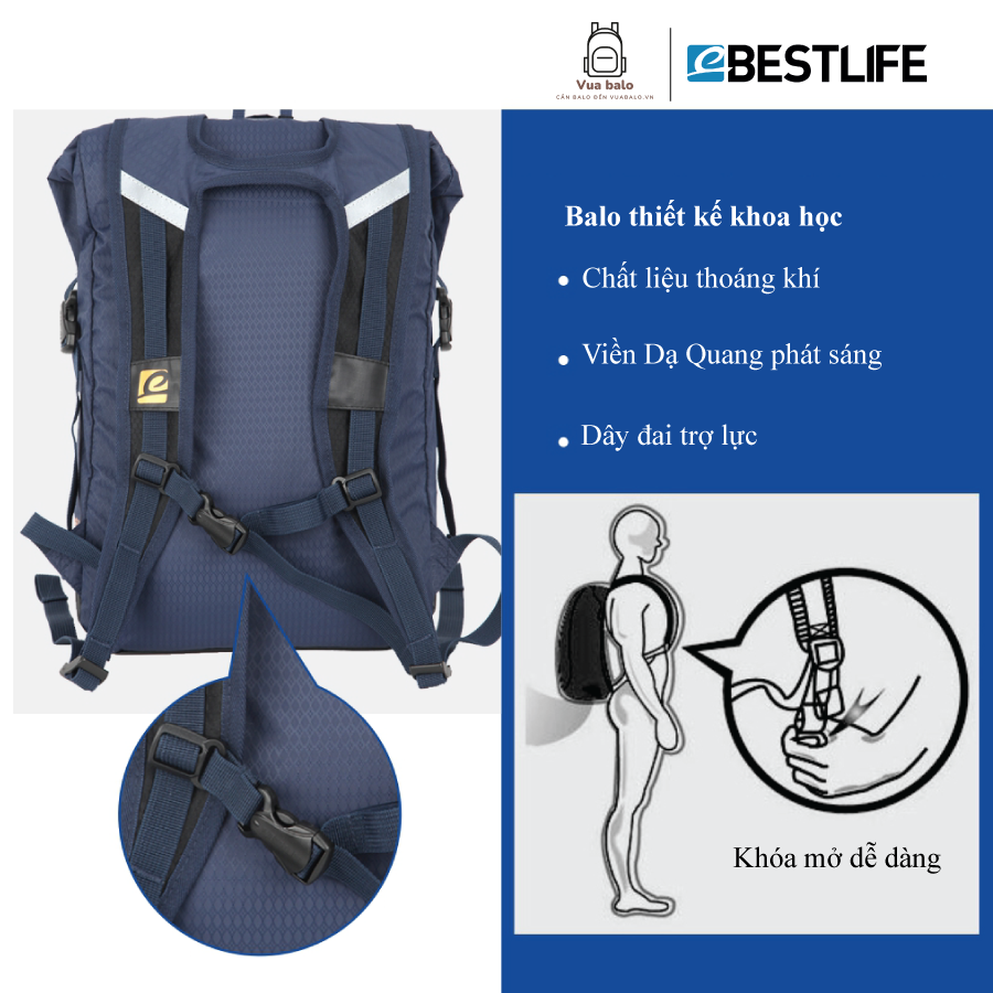 Balo BESTLIFE du lịch leo núi đạp xe đạp Day-Hiking Outdoor trọng lượng siêu nhẹ chất liệu bền đẹp họa tiết sọc dạ quang phát sáng. Sản phẩm chính hãng bảo hành 02 năm. Mã sản phẩm -