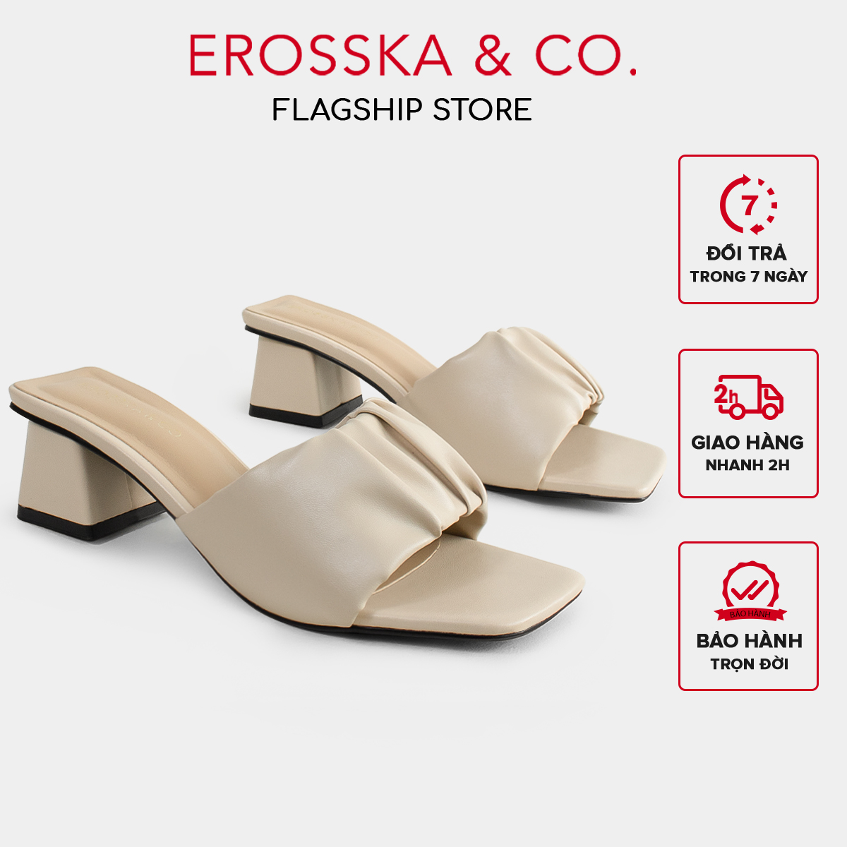 Erosska - Dép cao gót nữ quai ngang nhún sang trọng - EM099