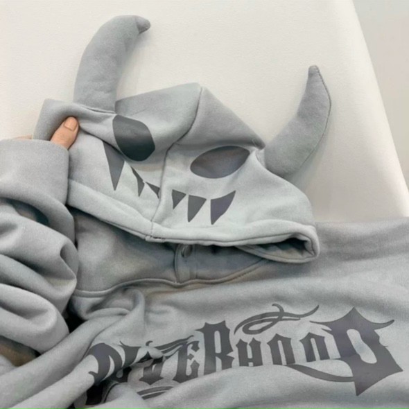 Áo Khoác Hoodie Local Brand Form Rộng nam nữ Phối Sừng Cute NEVERHOOD