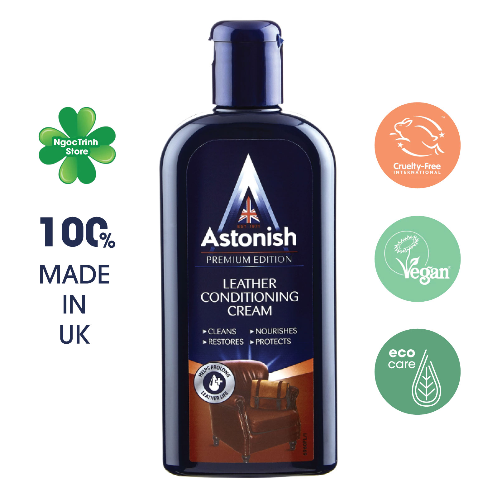 Kem vệ sinh bảo dưỡng đồ dùng bằng da Astonish từ Anh Quốc C6960 250ml chuyên làm sạch vết mốc nứt, chất thẩm thẩu, tái tạo lại sự đàn hồi dẻo dai của da, chăm sóc khỏi bị khô nứt, hoặc ẩm mốc dẫn đến hư tróc lớp bề mặt da
