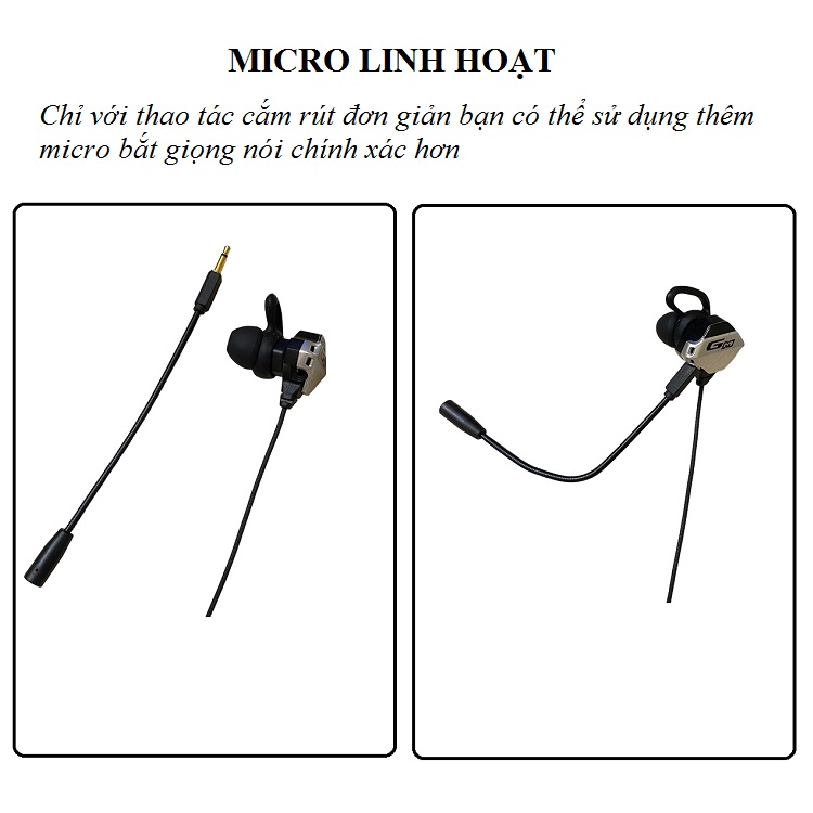 Tai Nghe có dây có mic rời GM (Âm thanh 3 chiều Hifi tạo cảm giác chân thực khi sử dụng - Chiều dài dây 120cm)