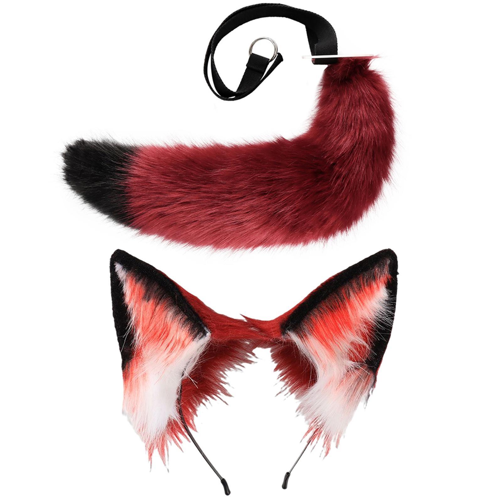 Ears and Tail Set Anime Cosplay Headwear Headband Hair Hoop Hair Accessories Hair Clip for Party Holidays Gifts Stage Performance Props