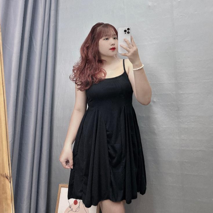 Đầm dây bigsize dáng xòe bạch tuộc tự nhiên chất gân tăm, Váy nữ BIGSIZE CÔ NHỎ co giãn từ 60-95kg G121