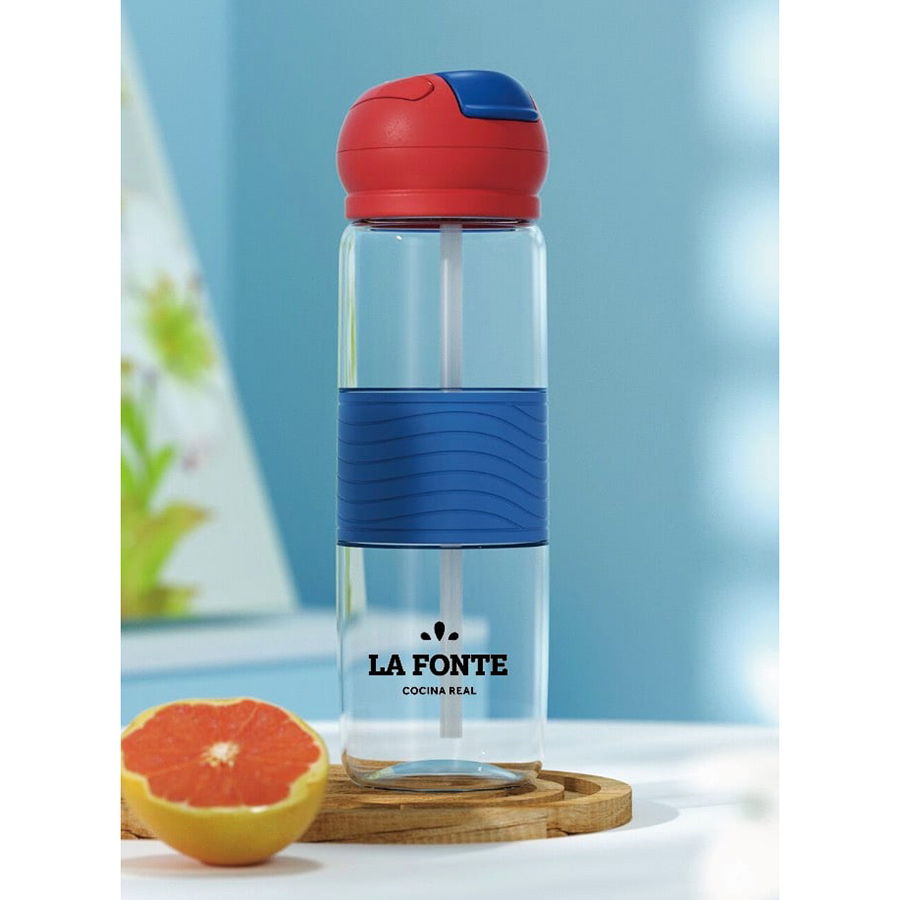 Bình nước thể thao kèm ống hút La Fonte 550ml - 004084 - BLU