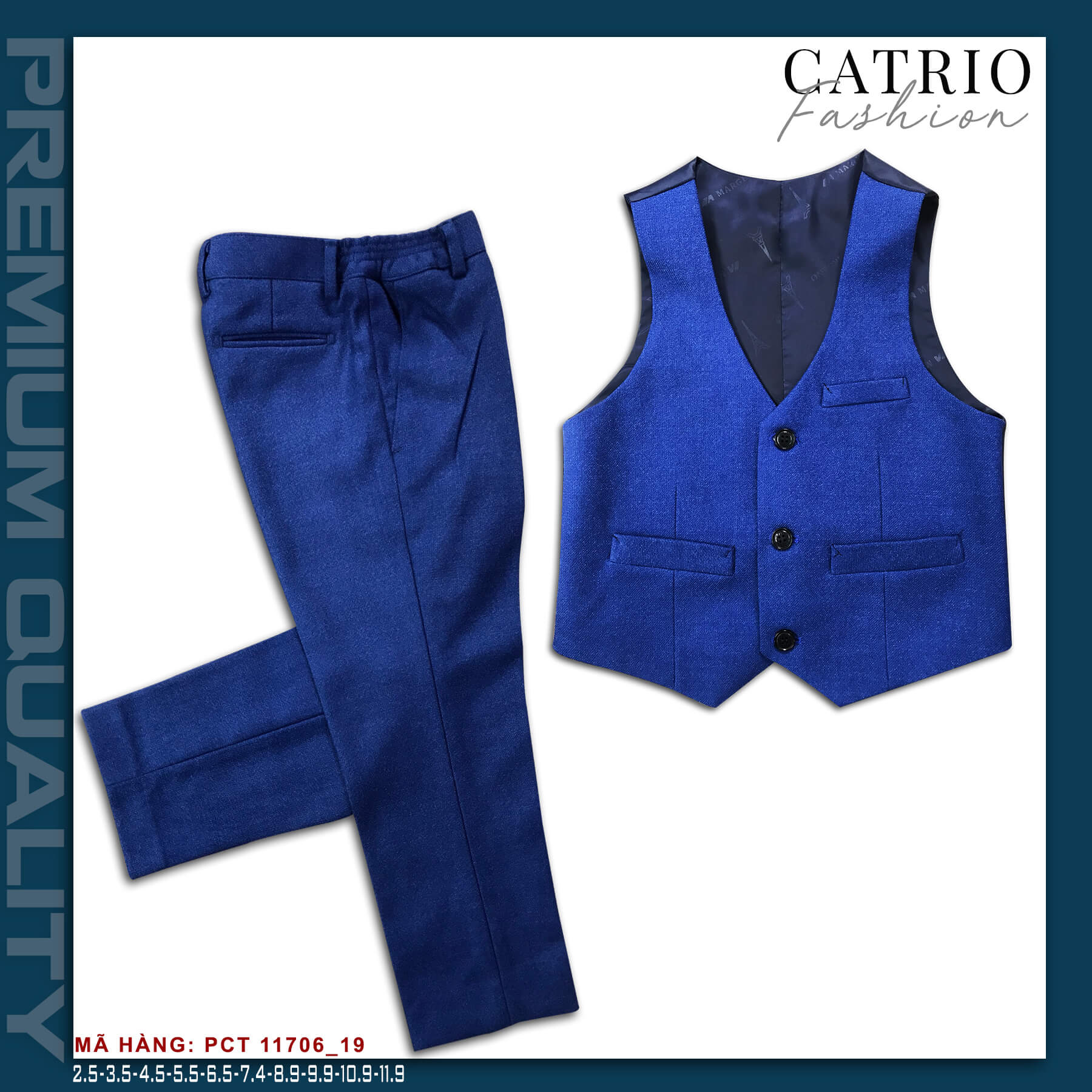 BỘ VEST BÉ TRAI CATRIO PCT11706/19 LÀ BỘ COMPLET TRẺ EM từ 2 tuổi đến 11 tuổi  phù hợp ngày lễ tết, tiệc cưới thuộc BST quần áo complet veston trẻ em CATRIO mùa thu đông 2021