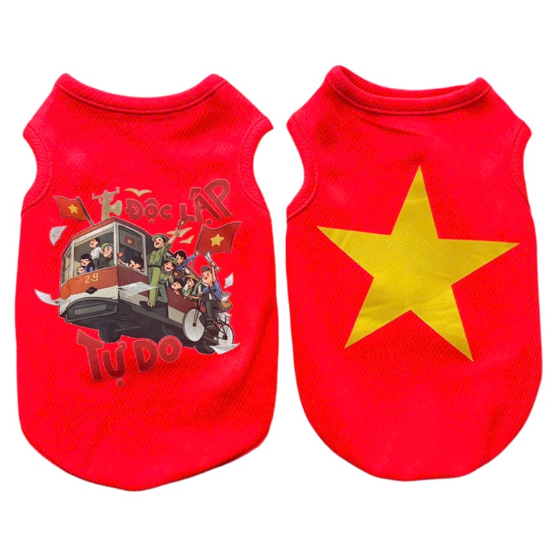 ÁO BA LỖ CỜ ĐỎ SAO VÀNG ĐỘC LẬP TỰ DO TỪ 0.5-28KG CHO THÚ CƯNG CHÓ MÈO