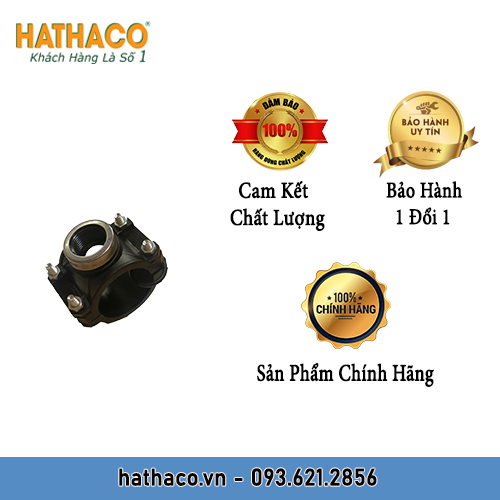 Combo 2 Đai Khởi Thủy 90 HATHACO Dùng Chia Nhánh Ống HDPE Ra Ống 20-25-32-40-50-63 (ren 1/2&quot;, 3/4&quot;, 1&quot;, 1.1/4, 1.1/2&quot;, 2&quot;)