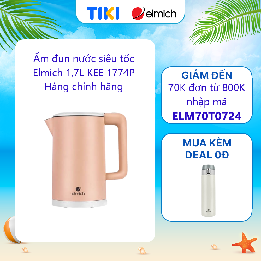 Ấm đun nước siêu tốc Elmich 1,7L KEE 1774 P - Hàng chính hãng
