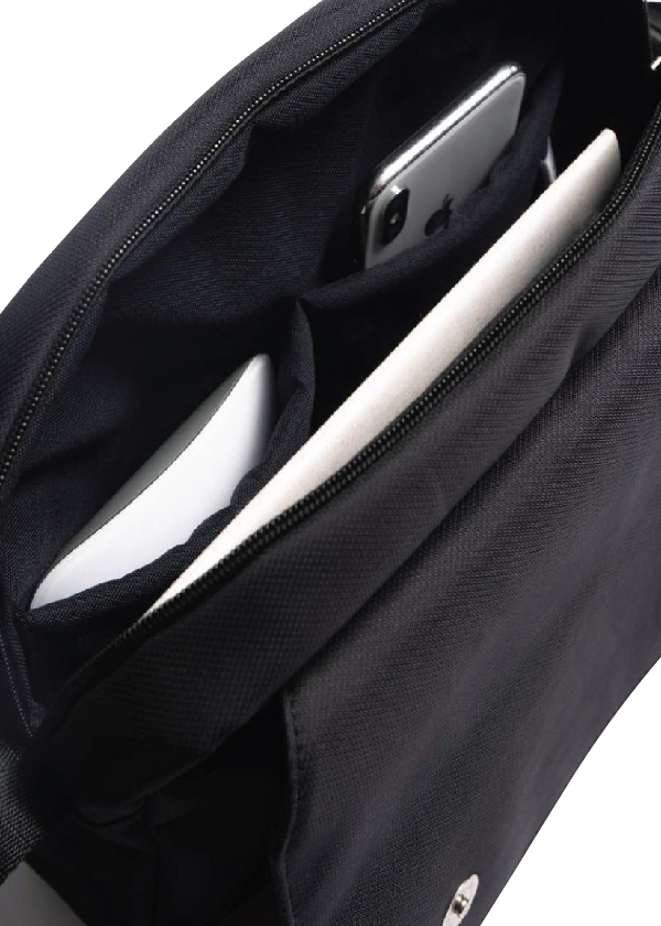 Hình ảnh Túi Đeo Chéo Canvas Messenger Ipad Oxford Cao Cấp Màu Đen Có Dây Kéo Và Ngăn Phụ Trong Ngoài Thời Trang Cá Tính