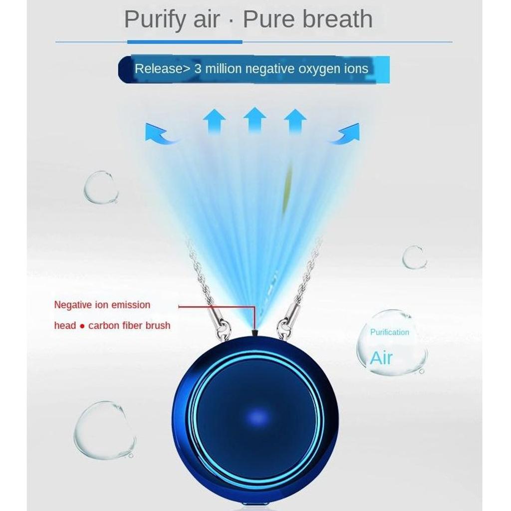 Wearable Necklace Air Purifier Portable Negative Ion Generator USB