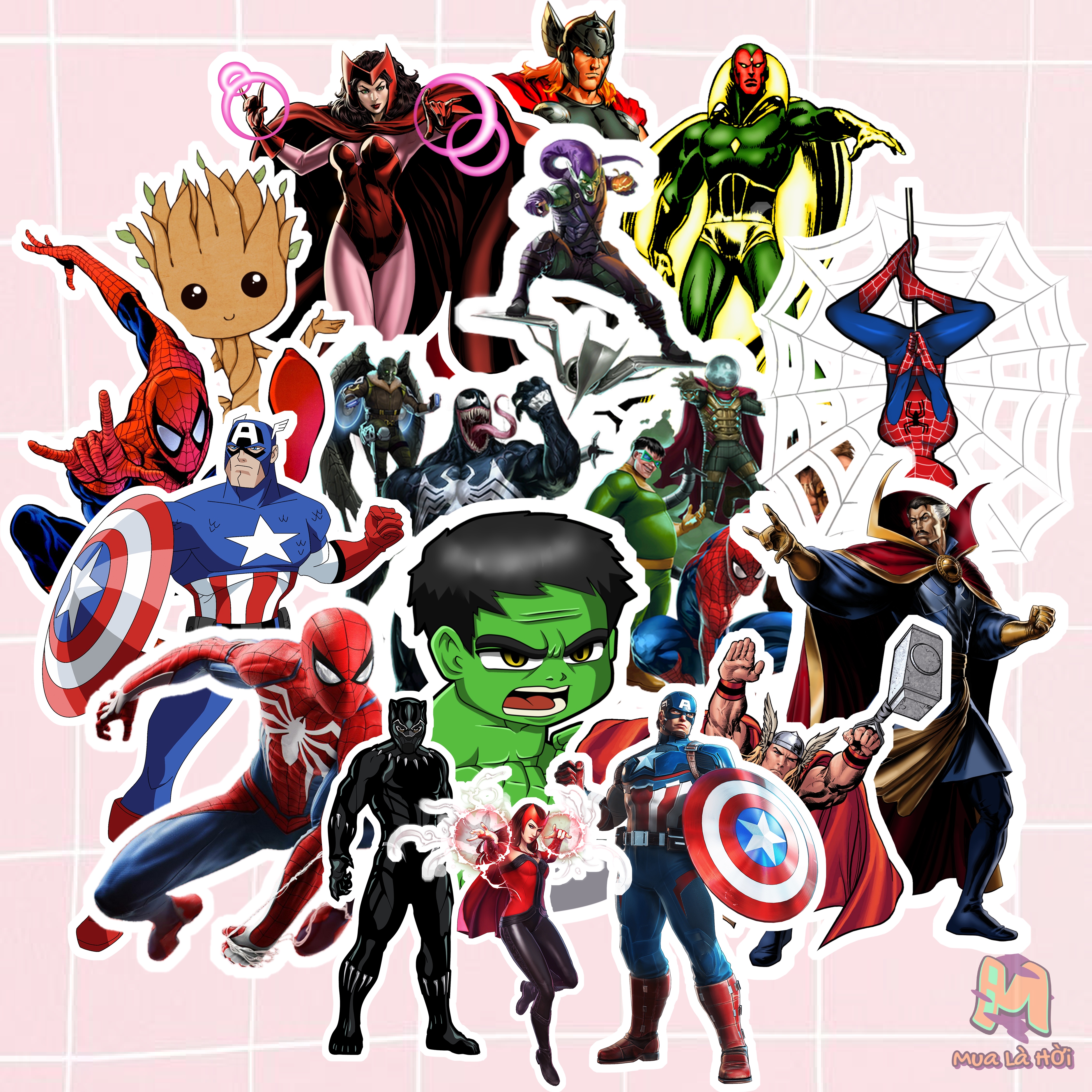 Miếng dán Stickers chủ đề Siêu anh hùng - Marvel