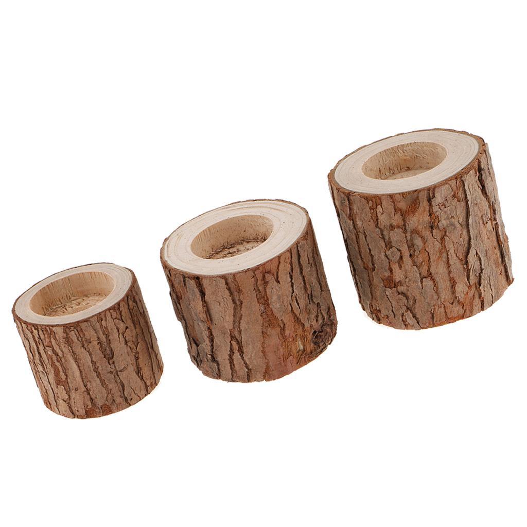 2pcs Tree Branch Wooden Candle Holder Tealight Candle Holder Dia. 5cm & 6cm