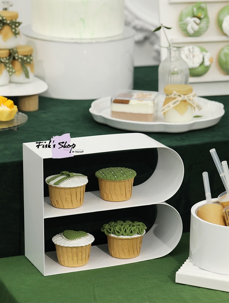 Khay đựng bánh sinh nhật, điểm tâm màu trắng hiện đại