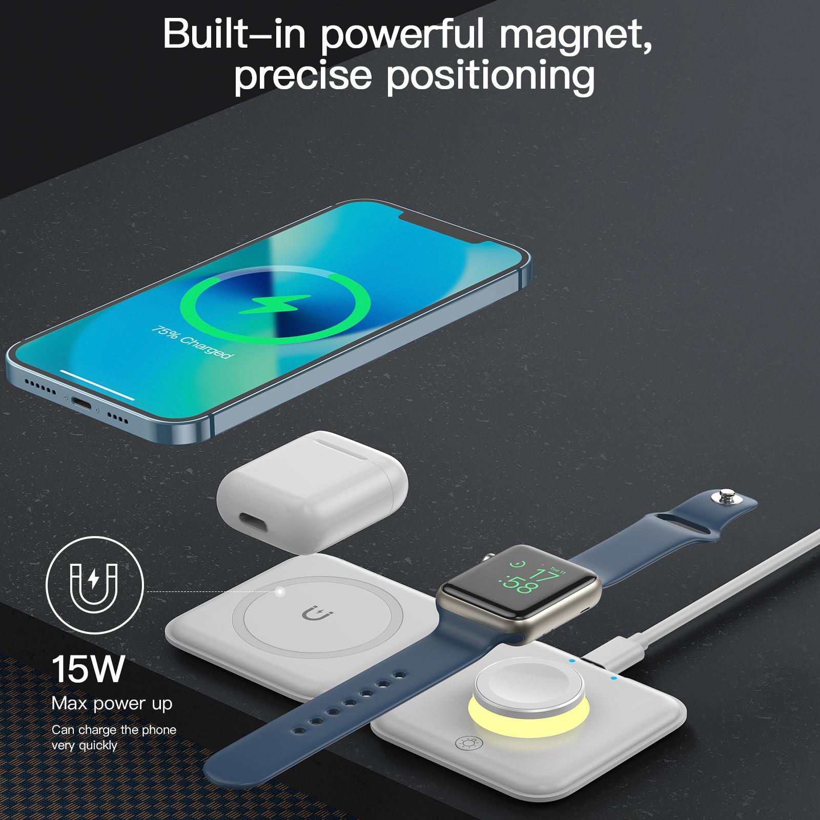 Charging Dock Stand 15W Fast Foldable Silicone White