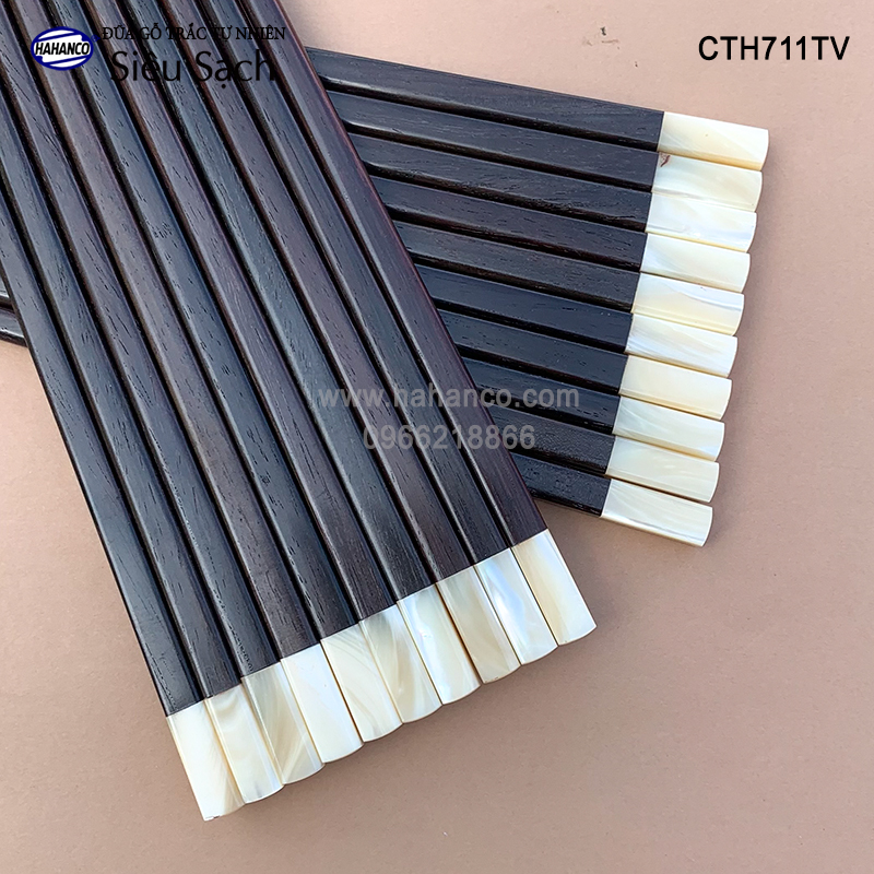 Đũa gỗ trắc vuông đầu ốc biển New Zealand Hàng VIP - đũa gỗ tự nhiên siêu sạch - an toàn cho sức khỏe - CTH711TV - Chopstick of HAHANCO