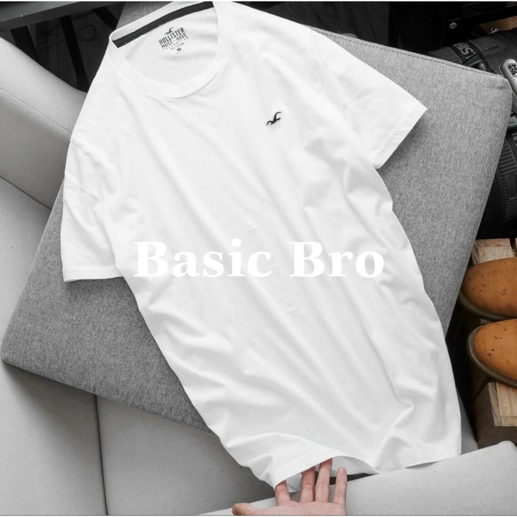 Áo thun nam Áo phông Hollister ngắn tay cổ tròn 100% cotton xuất xịn - BASIC BRO