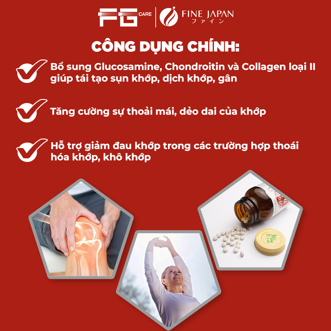 Viên Uống Hỗ Trợ Xương Khớp Glucosamine và Chondroitin - Fine Japan Chondroitin & Glucosamine Hộp 545 Viên
