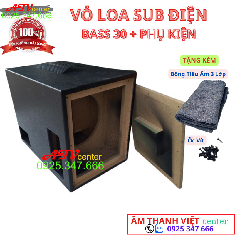 Vỏ Loa Sub Hầm Bass 30 - Sub Điện Hầm 30 - Giá 1 Chiếc - Tặng Kèm Bông Tiêu Âm 3 Lớp Loại Xịn - SUB ĐIỆN MẶT