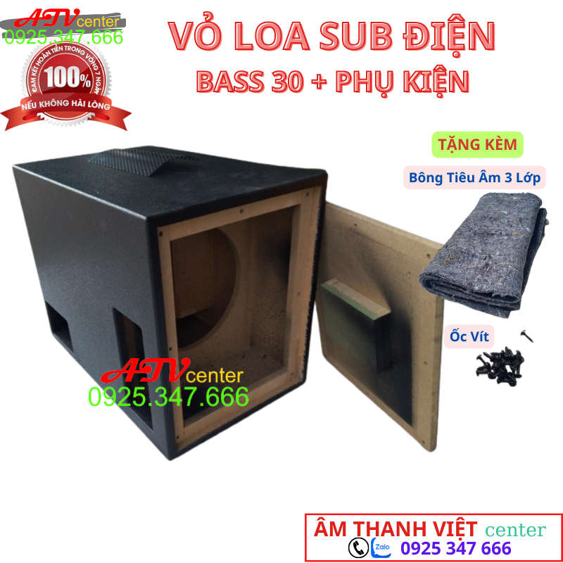 Vỏ Loa Sub Hầm Bass 30 - Sub Điện Hầm 30 - Giá 1 Chiếc - Tặng Kèm Bông Tiêu Âm 3 Lớp Loại Xịn