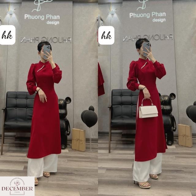 Áo dài đỏ truyền thống cách điệu, Áo dài tết- December Fashion