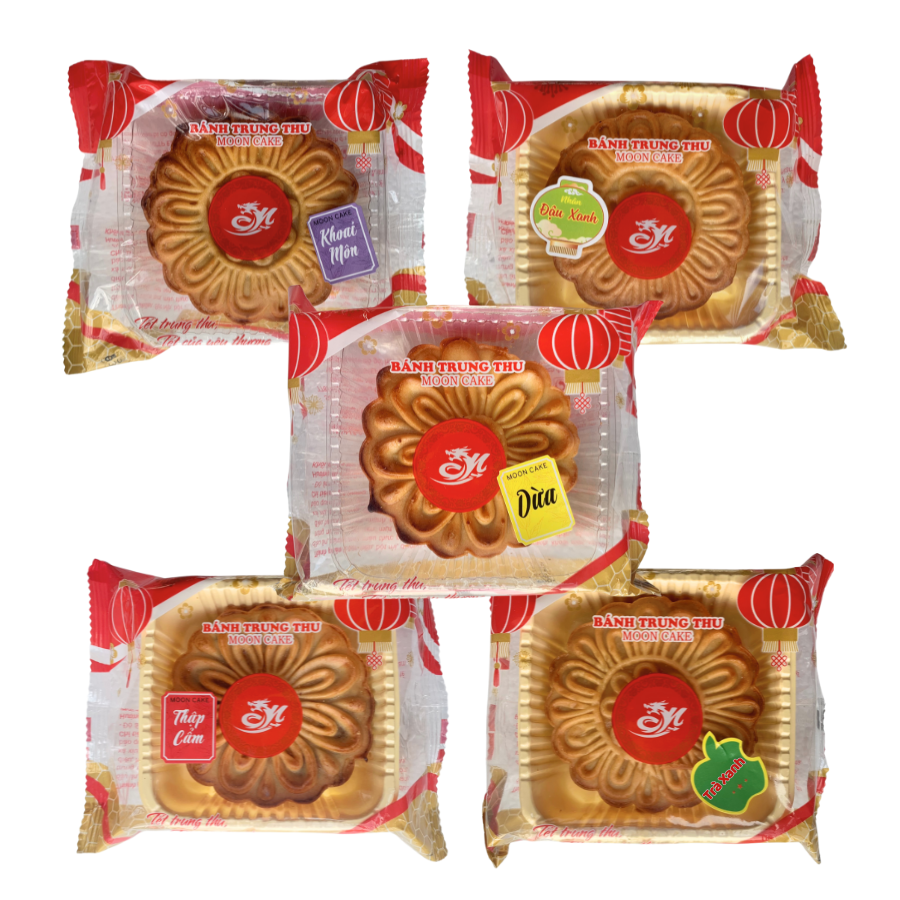 Hộp 4 bánh Trung Thu Tân Lộc Phát | Quà Tặng Trung Thu Đoàn Viên | Nhân Bánh Nhiều Vị (Thập Cẩm, Đậu Xanh, Khoai Môn, Dừa, Trà Xanh)