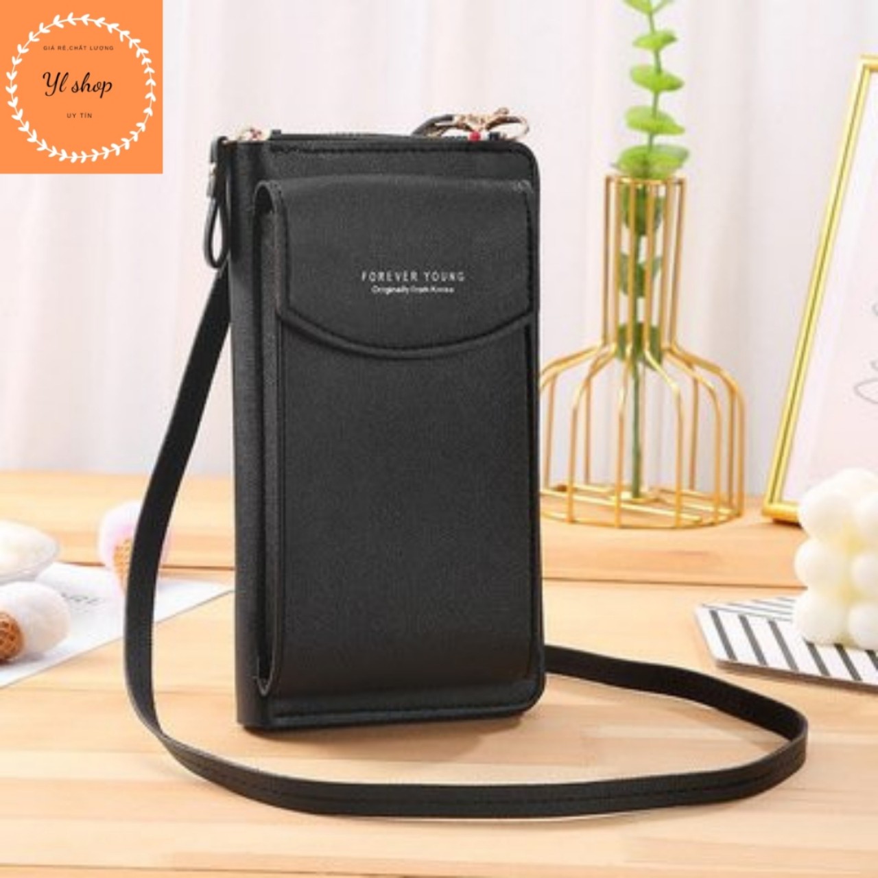 Ví nữ dài kèm dây đeo chéo tiện lợi nhiều ngăn tiện dụng đi chơi dạo phố Y0085 chất liệu bền đẹp