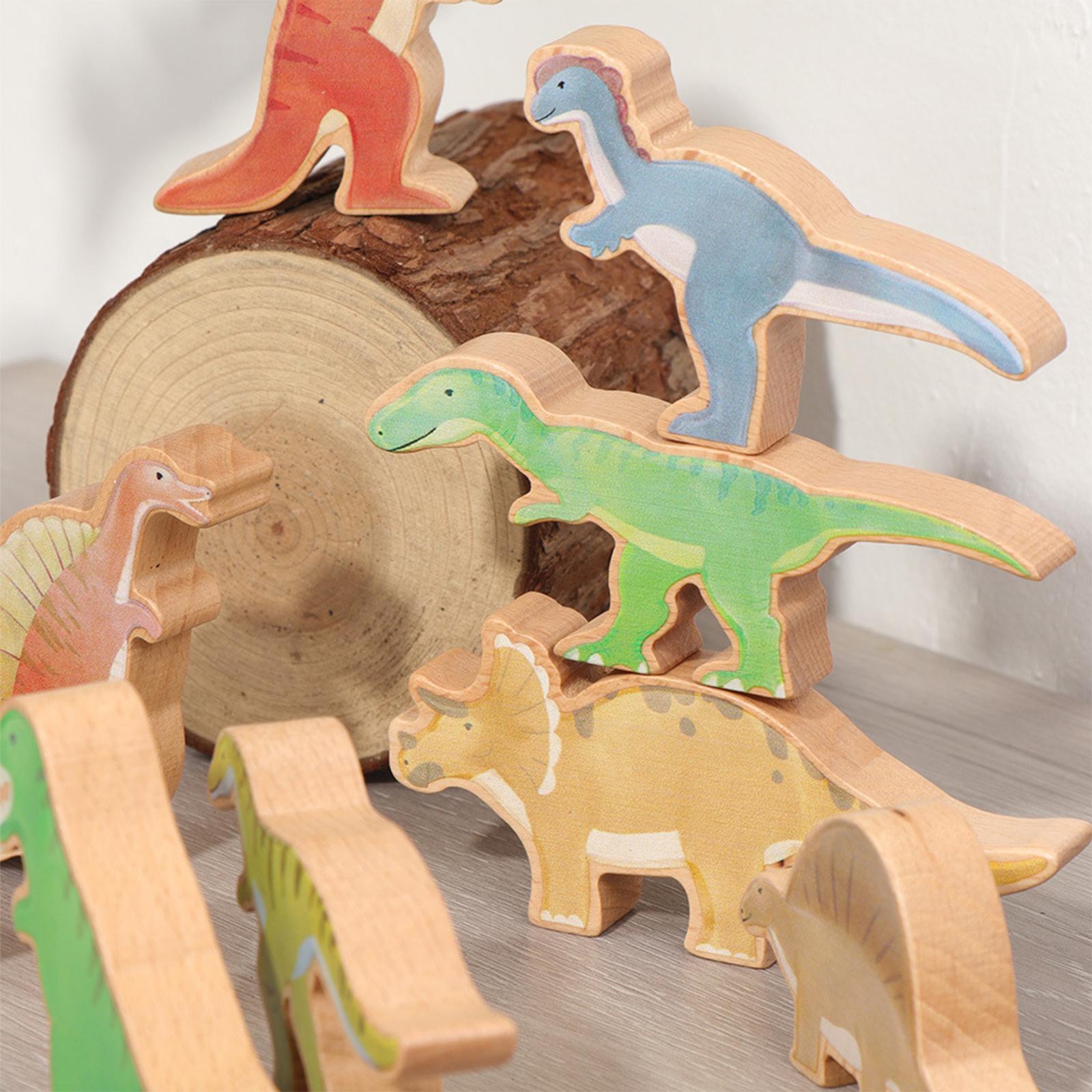 Classic Wooden Blocks Dinosaur Toys Preschool Game for Toddler Girls Boys