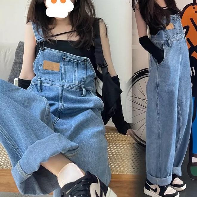 Quần yếm jean dài nữ phong cách, Quần yếm dài phong cách Hàn Quốc_y3