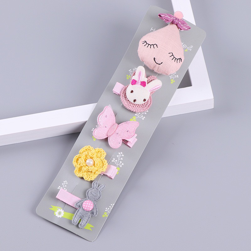 Set 5 Kẹp Tóc Mái Cao Cấp Nhiều Chi Tiết Dễ Thương Cho Bé Gái