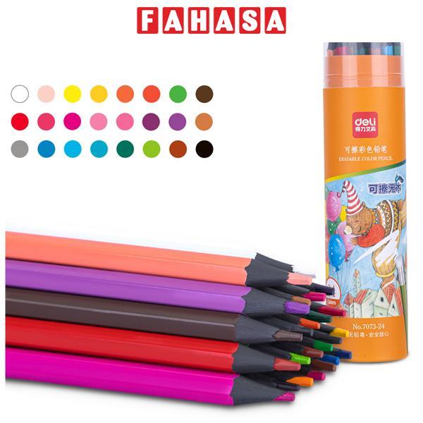 Ống 24 Bút Chì Màu Xóa Được - Deli 7073-24