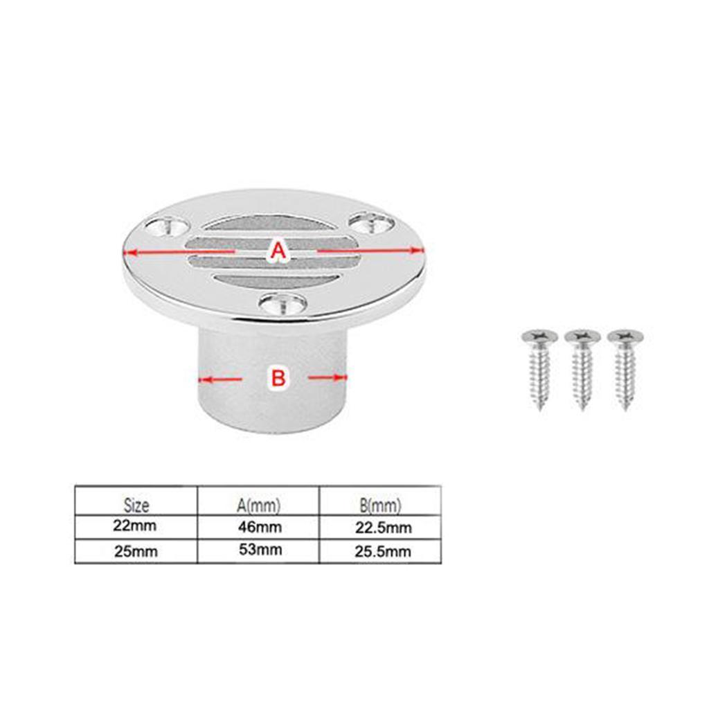 2Pcs 1inch Boat Yacht Deck Floor Drain Scupper Stainless Steel Marine Grade