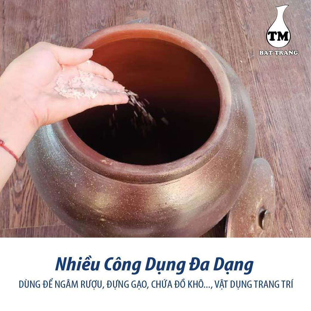 Hủ sứ đựng gạo, ngâm rươu, chứa thực phẩm khô gốm sứ Bát Tràng hình con hạc