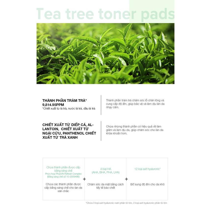 Nước Cân Bằng Dạng Bông Cho Da Mụn JMsolution Nature Tea Tree Toner Pad 150ml 70 Miếng