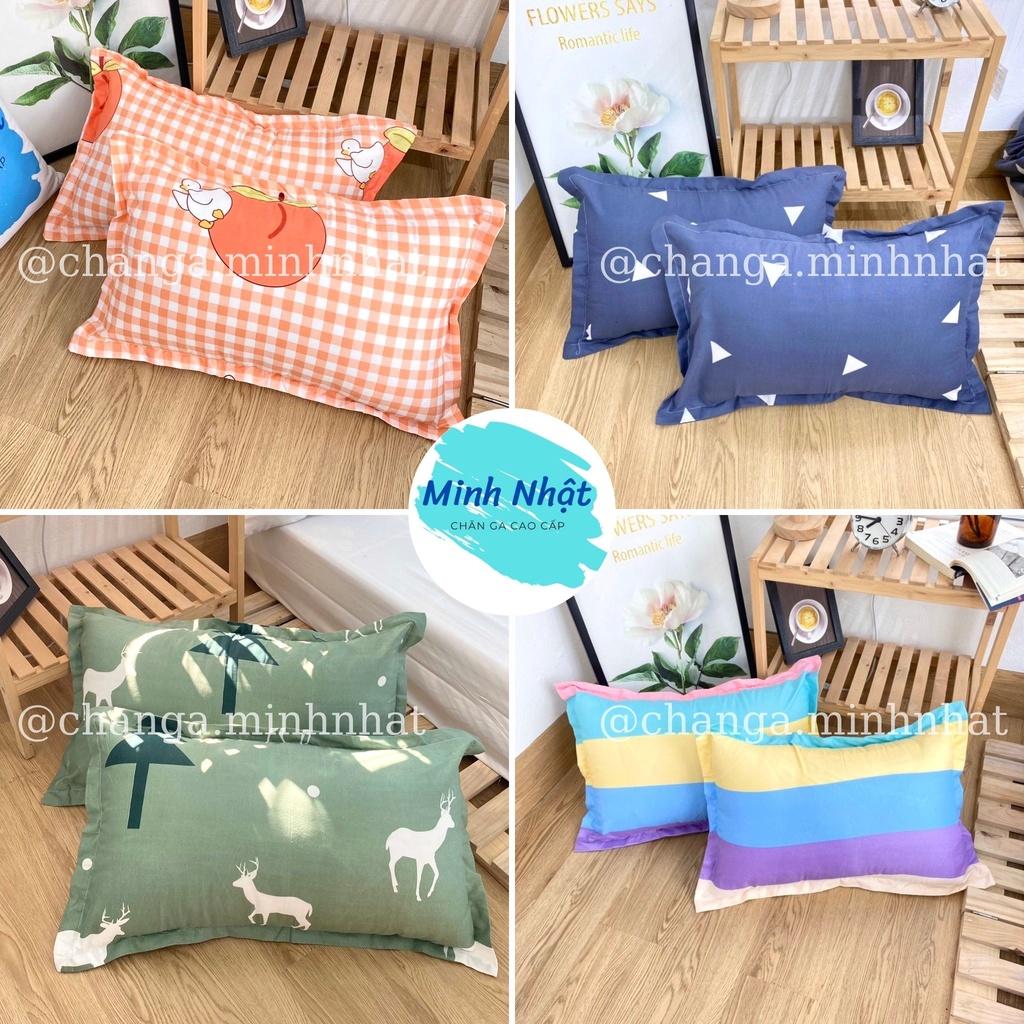 Vỏ gối nằm Cotton Poly Minh Nhật thiết kế nhét đè không khóa kéo tiện lợi kích thước 45x65cm lẻ 1 chiếc