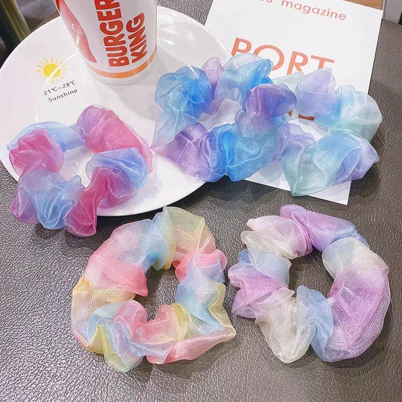 Cột tóc hottrend Scrunchies bản to kim tuyến cầu vồng búi tóc đẹp kiểu Hàn Quốc Tatitava