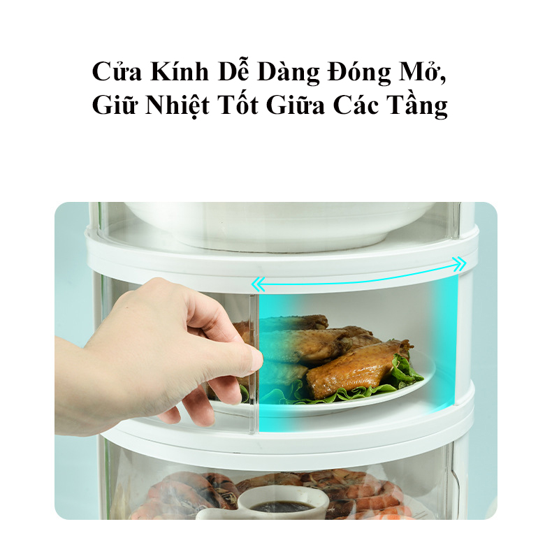 Lồng Bàn Đa Tầng, Khay Hộp Đậy Thức Ăn 5 Tầng KUNBE - Giữ Nhiệt, Chống Bụi Và Côn Trùng Tiện Dụng Mẫu Mới 2023