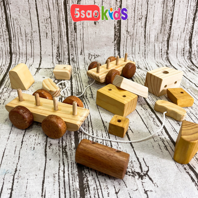 Ô tô lắp ghép mini bằng gỗ - 5saokids