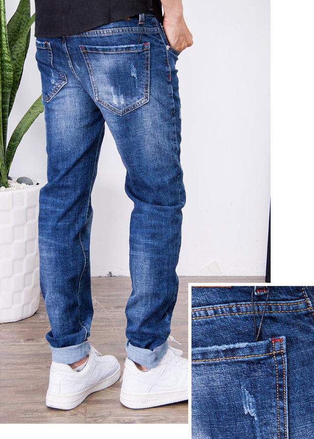 Quần Bò Nam Xanh Đậm Xước Nhẹ XANHDAM54 - Xanh Đậm