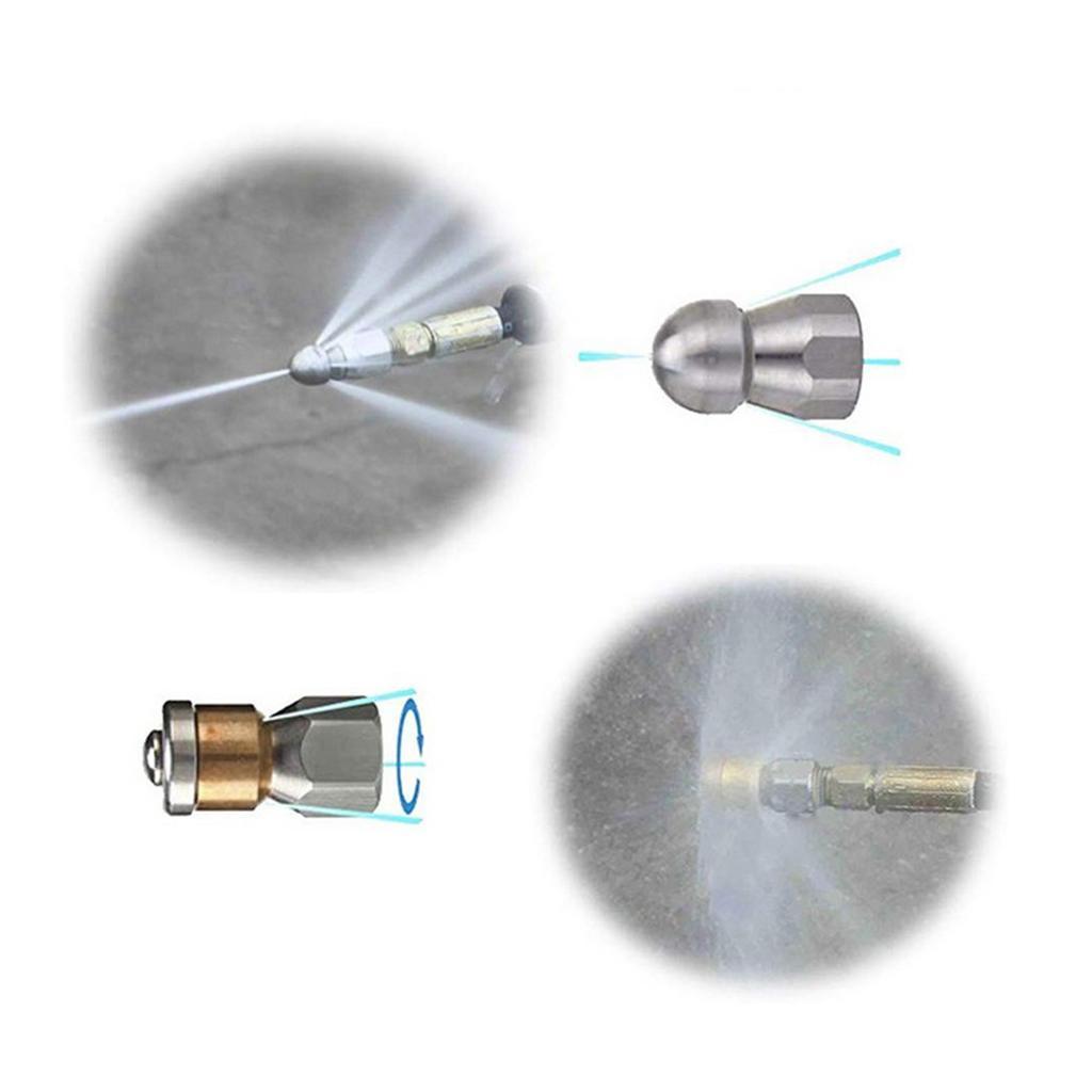 High Pressure Washer Sewer Cleaning Nozzle Adapter Quick Connector Kits 15m