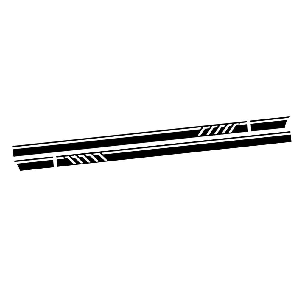 2PCS 220*11.5cm Stripe Graphics Car Both Side Body Vinyl Decal Sticker Black
