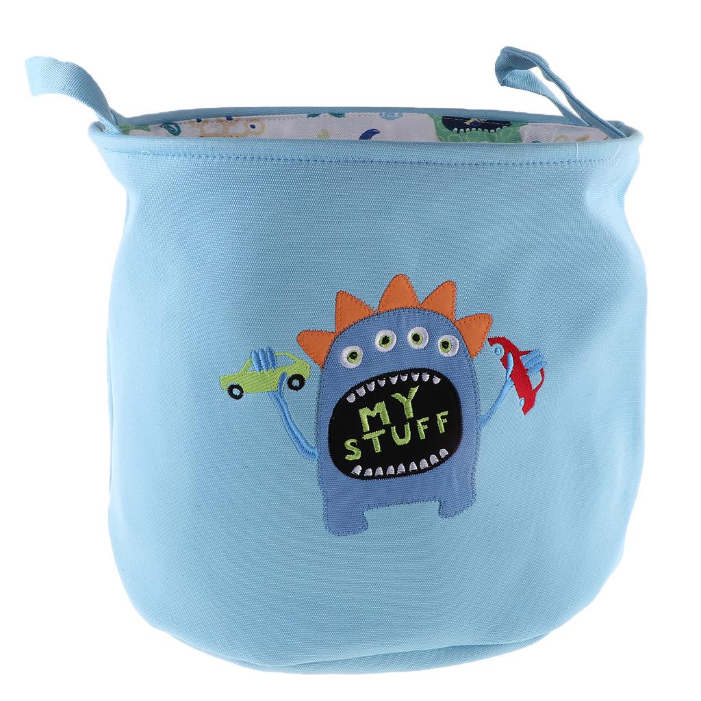 Children Room Toy Storage Basket Hamper Embroidery Little Monster 37x28x38cm