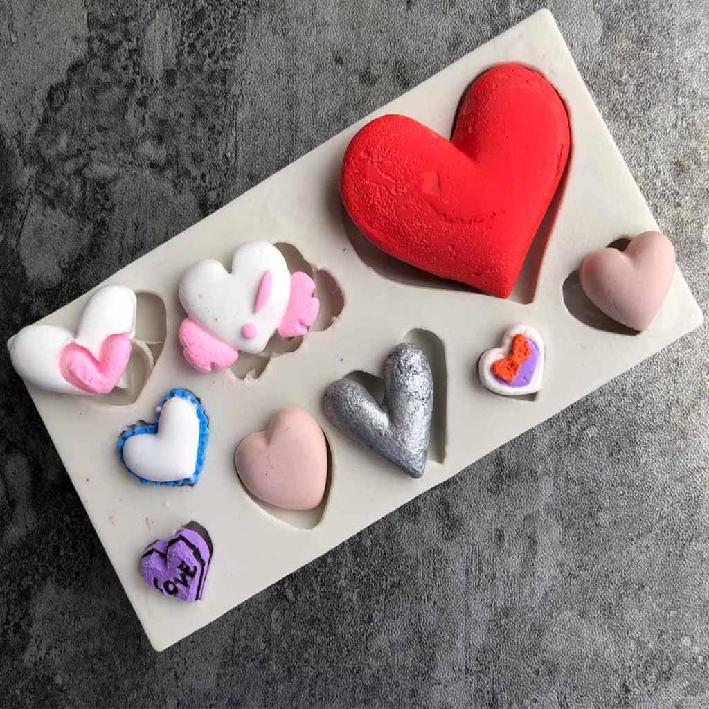 Heart Shape Diy Molds Silicone Fondant Cake Sugar Chocolate Moulds Clay Crafts Supply