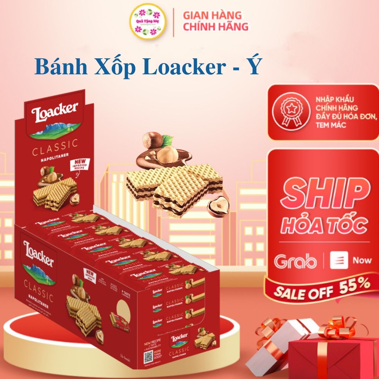 Bánh xốp Loacker nhập khẩu Ý vị bánh xốp mịn, giòn tan, thơm và cung cấp nguồn năng lượng cho cơ thể - Nhiều vị, nhiều size - QuaTangMe Extaste