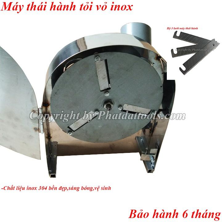 Máy thái hành tỏi quay tay vỏ inox-Bền đẹp,dễ vệ sinh-Tặng kèm 3 lưỡi thái hành thay thế