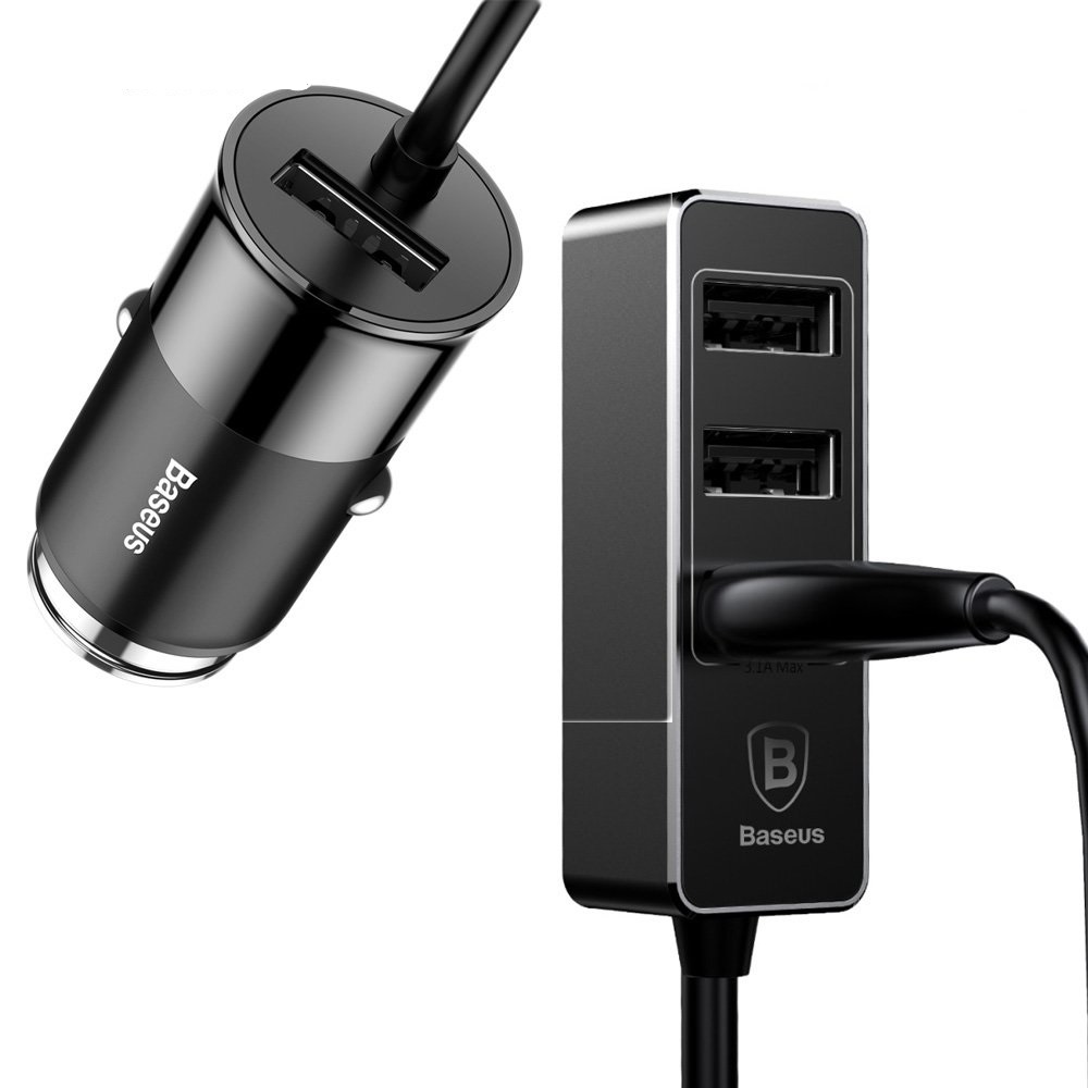 Bộ tẩu sạc đa năng dùng cho xe hơi Baseus LV111 (5.5A, 4 Port USB, Cáp dài 1.5M dùng cho cả ghế trước và sau xe) - Hàng Chính Hãng