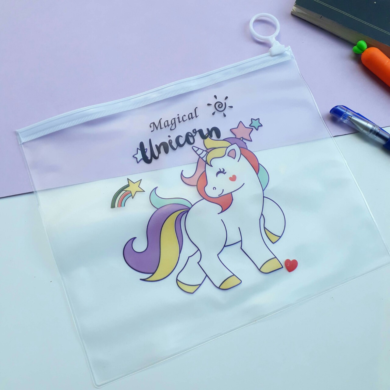 Combo 4 Túi Đựng Bút viết Zip Unicorn - Mẫu Khác Nhau