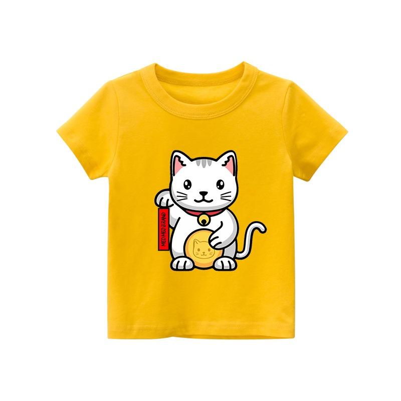 Áo thun trẻ em MÈO THẦN TÀI , 8 màu áo, đầy đủ size có big size, MÀU KHÁC NHẮN TIN SHOP