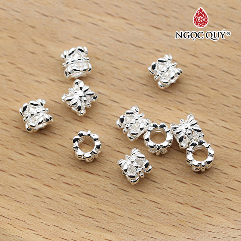 Charm bạc chặn hạt hình trụ họa tiết - Ngọc Quý Gemstones