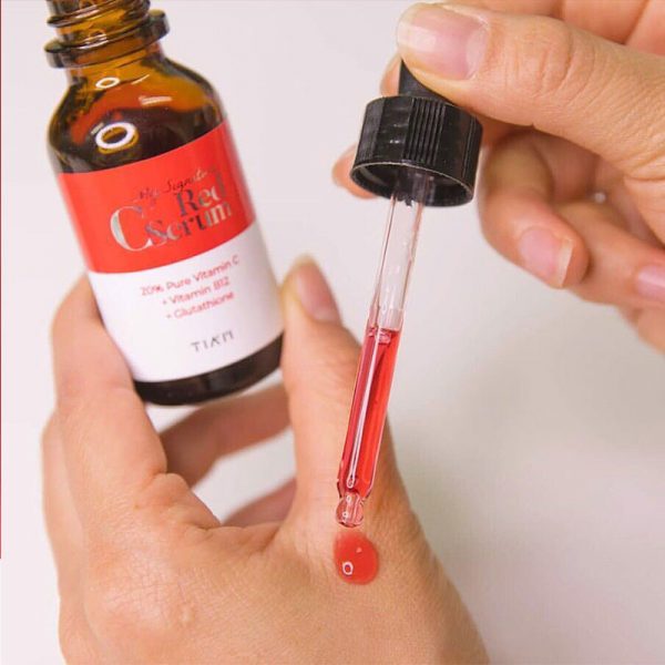 Tinh Chất phục hồi dưỡng trắng sáng da mờ vết thâm Tiam My Signature Red C Serum (30ml) + Tặng kèm 1 mặt nạ sủi bọt thải độc da S:um 37 Đen